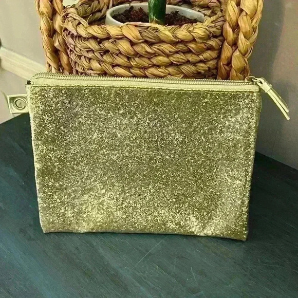 Dabney Lee Sparkly Gold  7x9.5" Cosmetic Bag - Picture 1 of 3